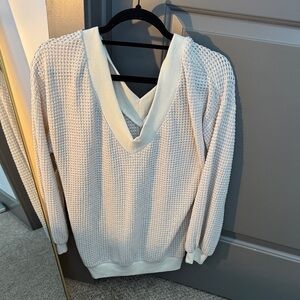 Chic Cream V-Neck Sweater for Women